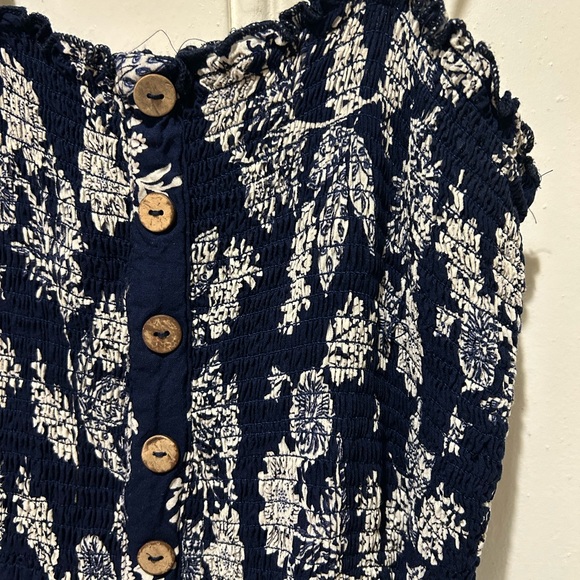 Navy Blue Floral Dress - Picture 2 of 3